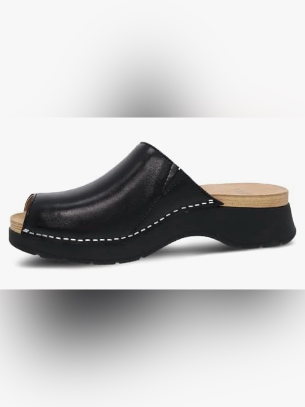 Women’s Dansko Ravyn Peep Toe Slide Leather Sandals Black 10